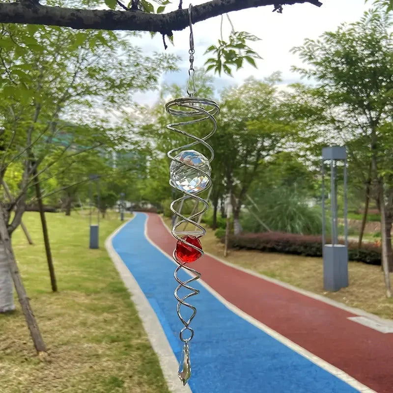 Wind Spinner Accessory | Rotating Stainless Steel Crystal Spiral | Weather-Resistant