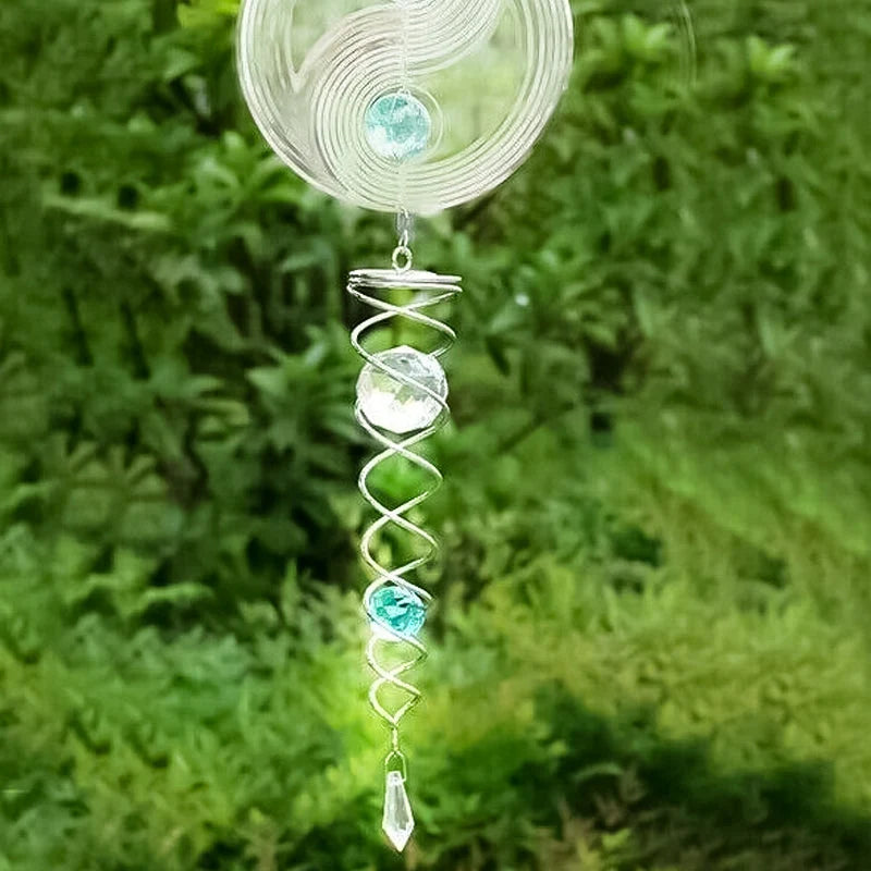 Wind Spinner Accessory | Rotating Stainless Steel Crystal Spiral | Weather-Resistant