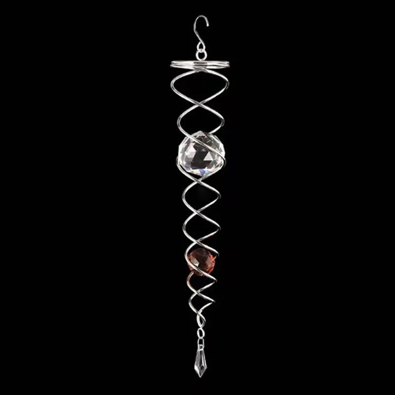 Wind Spinner Accessory | Rotating Stainless Steel Crystal Spiral | Weather-Resistant
