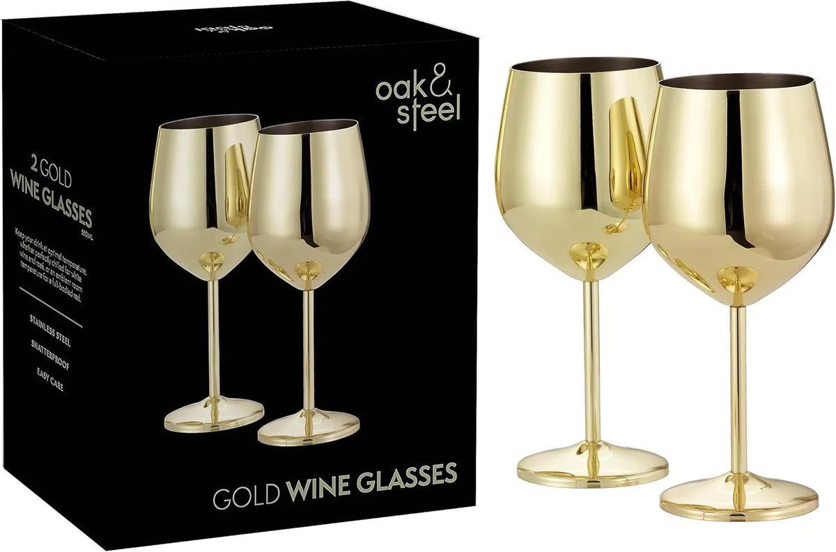 Wine Glasses | Gold Stainless Steel Shatterproof