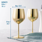 Wine Glasses | Gold Stainless Steel Shatterproof