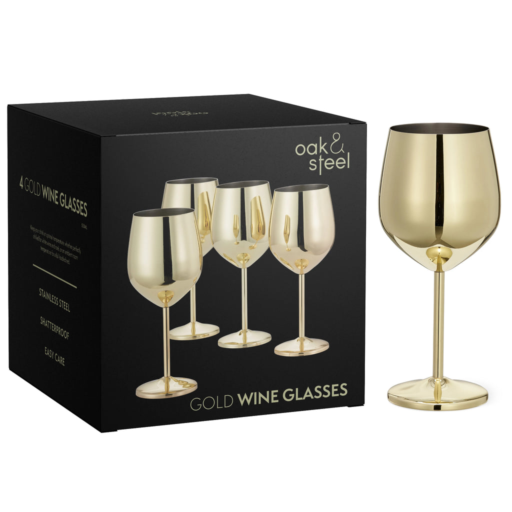 Wine Glasses | Gold Stainless Steel Shatterproof
