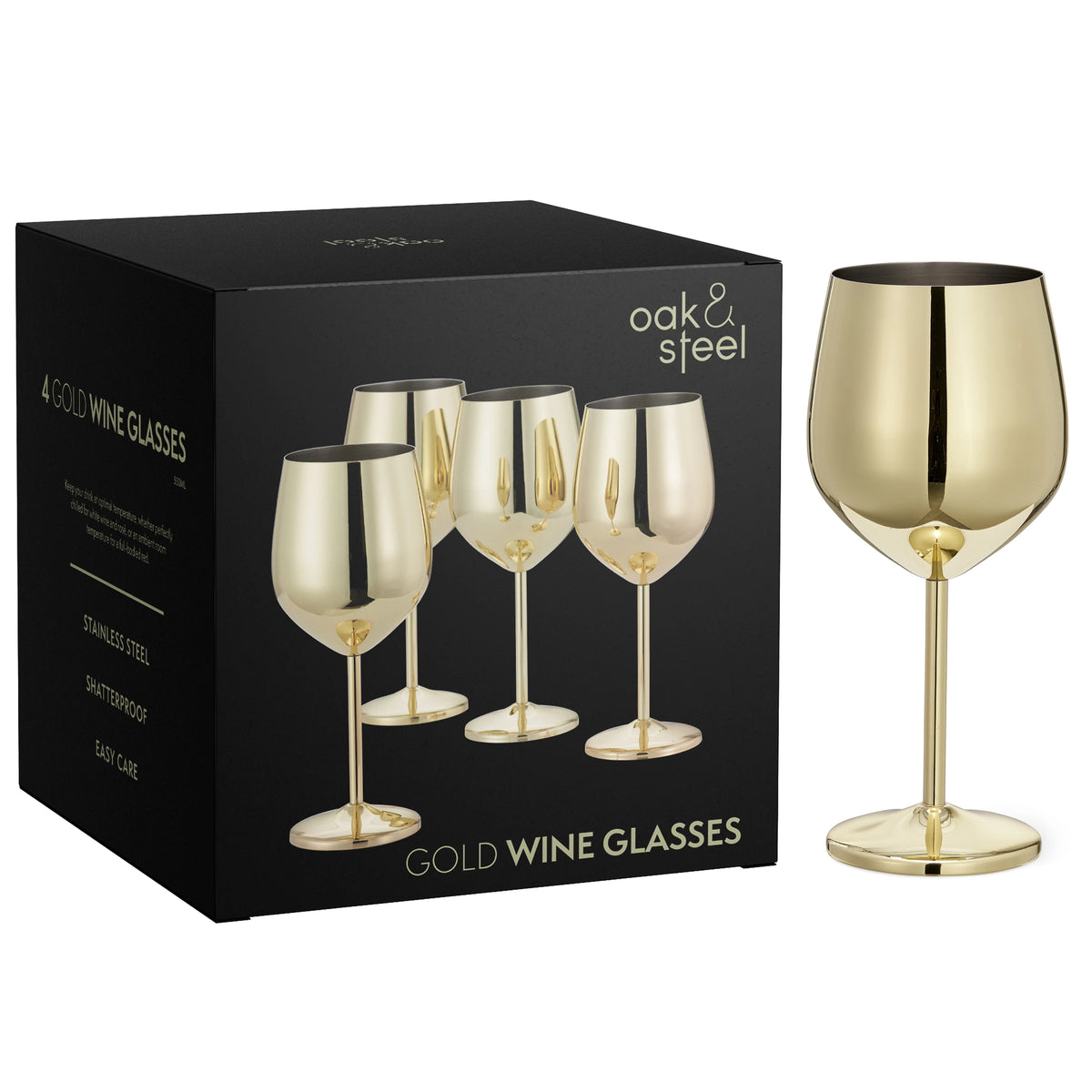 Wine Glasses | Gold Stainless Steel Shatterproof
