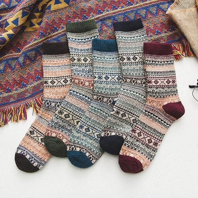 Winter Socks | Wool & Cotton Blend & Scandinavian Pattern