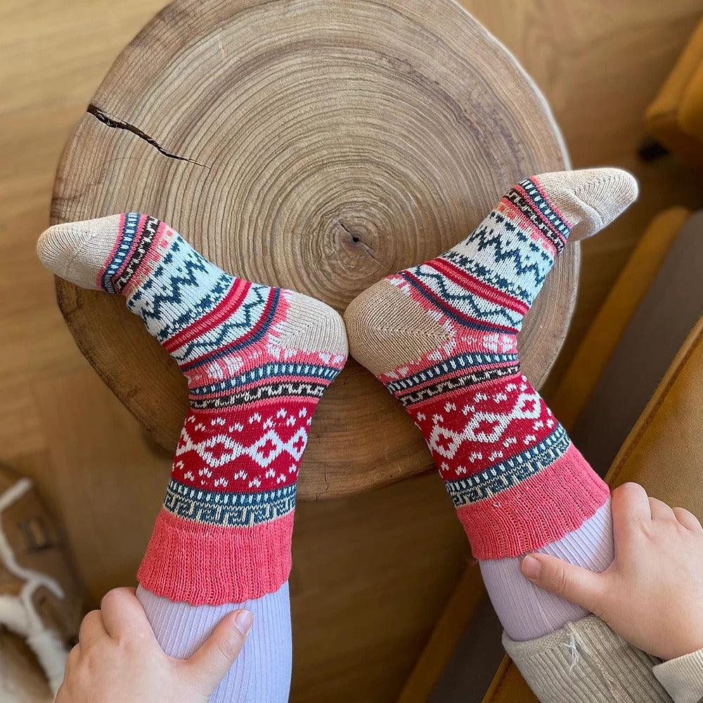 Winter Socks | Wool & Cotton Blend & Scandinavian Pattern