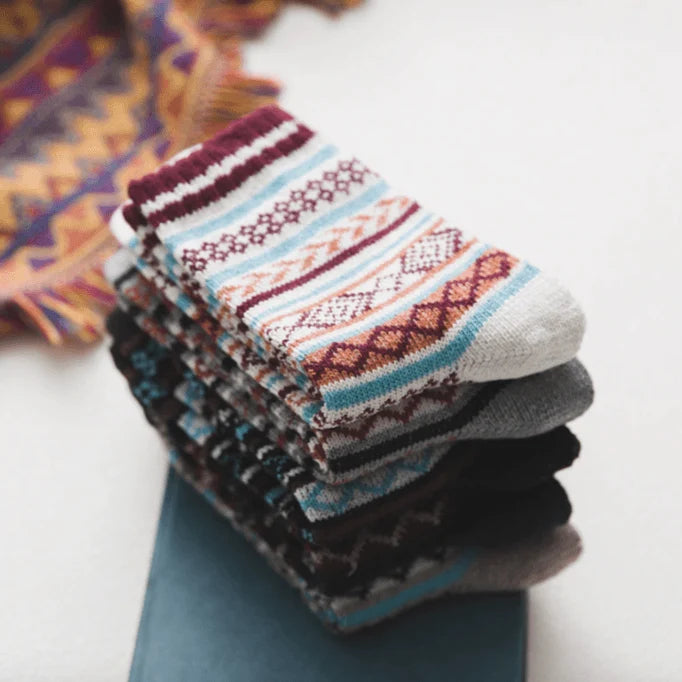 Winter Socks | Wool & Cotton Blend & Scandinavian Pattern