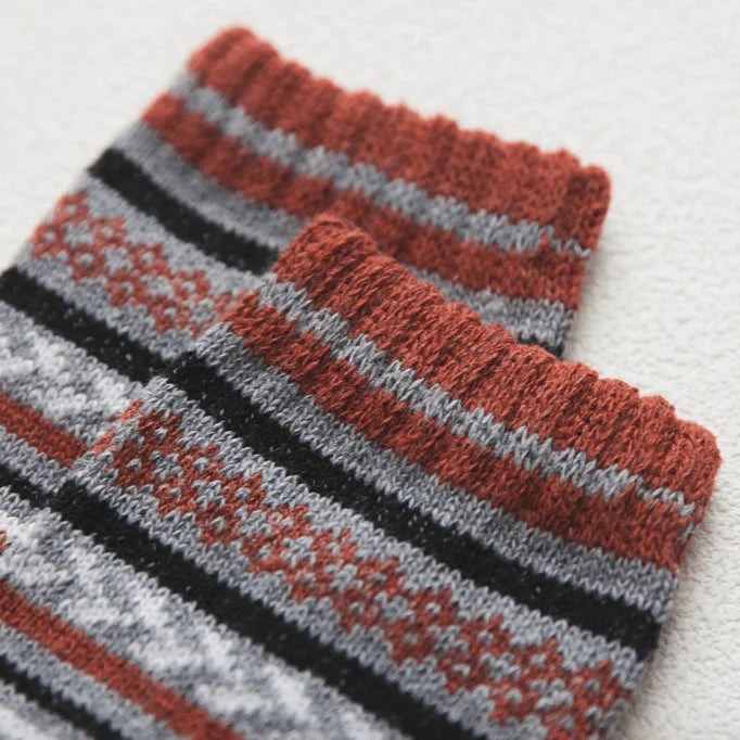 Winter Socks | Wool & Cotton Blend & Scandinavian Pattern