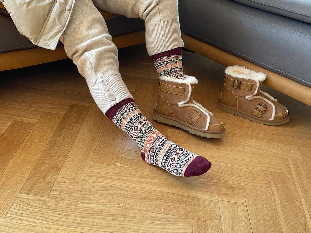 Winter Socks | Wool & Cotton Blend & Scandinavian Pattern