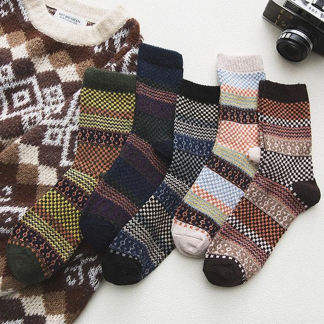 Winter Socks | Wool & Cotton Blend & Scandinavian Pattern
