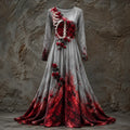 Women's Halloween Dress | Skeleton Bodice & Rose Details | Long Sleeve