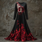 Women's Halloween Dress | Skeleton Bodice & Rose Details | Long Sleeve