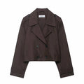 Women's Trench Coat | Cropped Double-Breasted & Functional Pockets