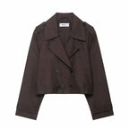 Women's Trench Coat | Cropped Double-Breasted & Functional Pockets