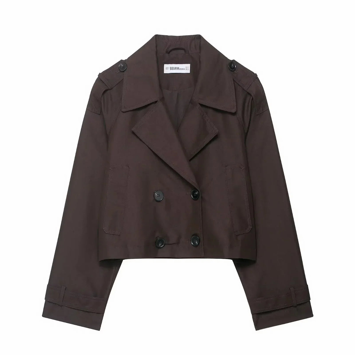 Women's Trench Coat | Cropped Double-Breasted & Functional Pockets