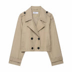 Women's Trench Coat | Cropped Double-Breasted & Functional Pockets