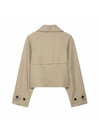 Women's Trench Coat | Cropped Double-Breasted & Functional Pockets