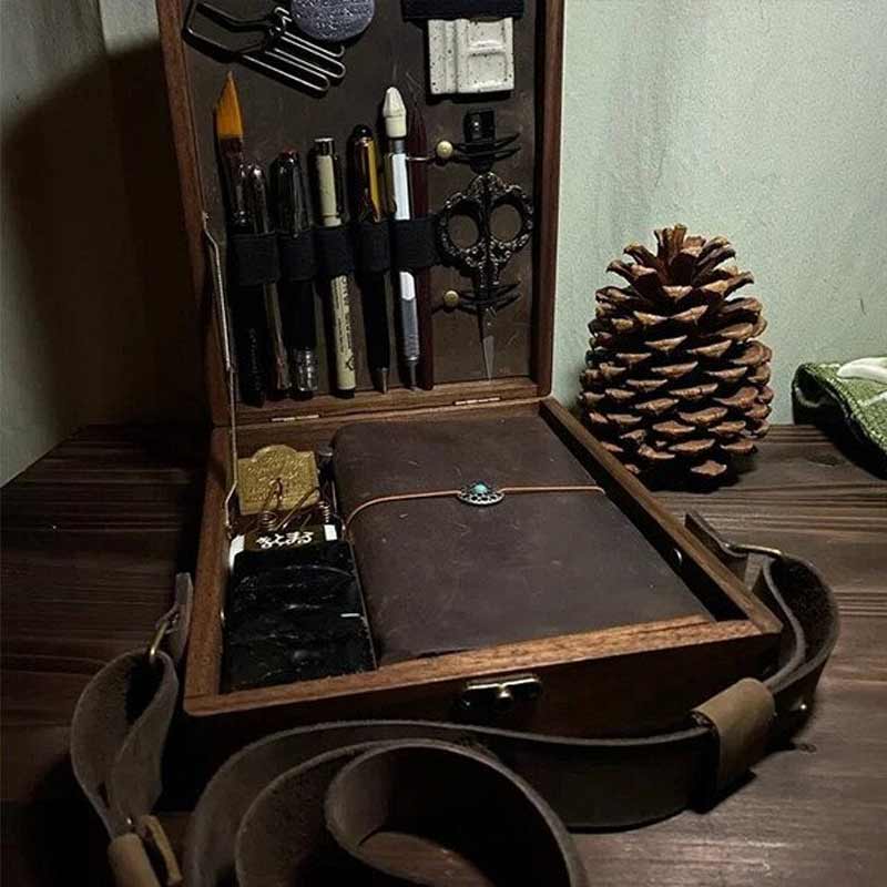 Writers Messenger Box | Walnut & Leather Briefcase Design | A5